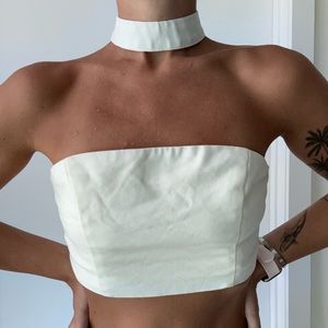 WHITE FOX halter crop top